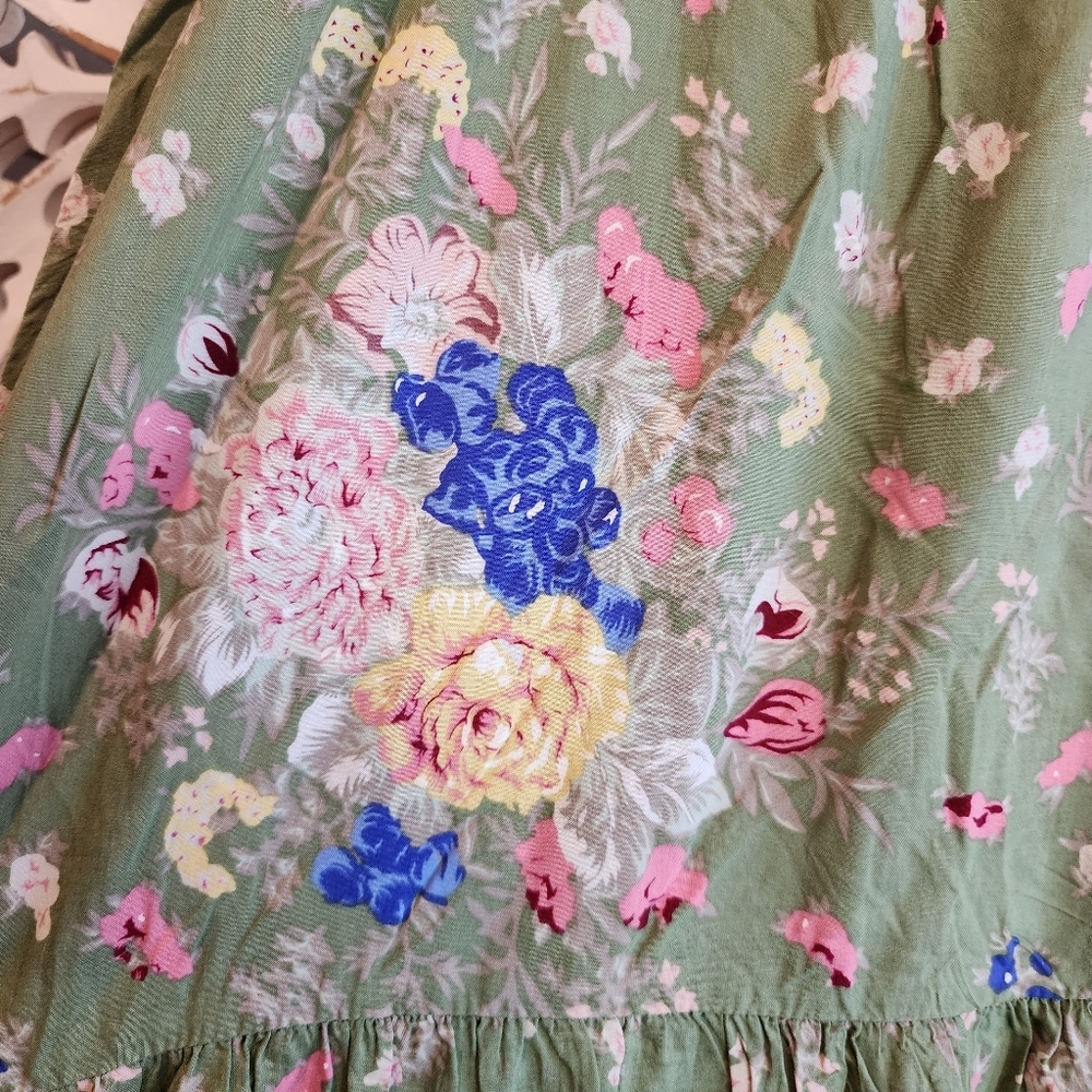 AUGUSTE THE LABEL OLIVE FLORAL MIDI DRESS, SLEEVELESS, BACK BOTTON OPEN SIZE 2 - Picture 5 of 12